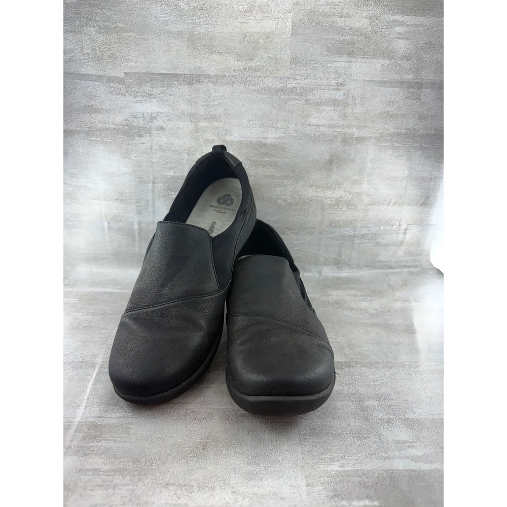 Clarks Cloudsteppers Sillian Tino Black Slip On Loafers Women Sz 12W Wide